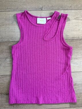 Maeve by Anthropologie pink ribbed cutout tank top